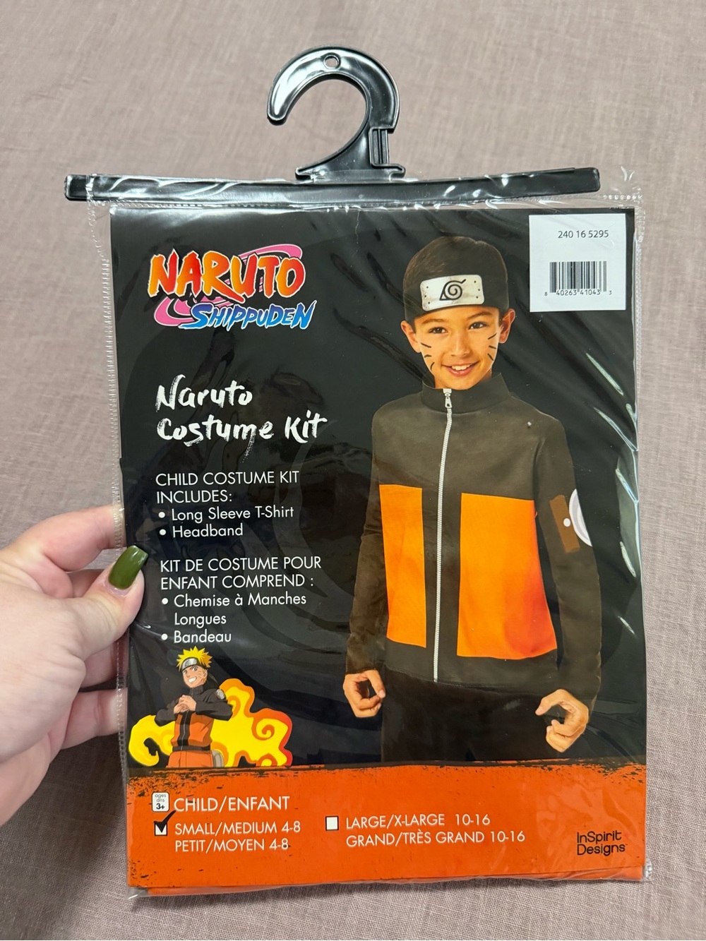 NWT Naruto Kids Halloween Costume Long Sleeve Shirt Headband Size S/M Never Open